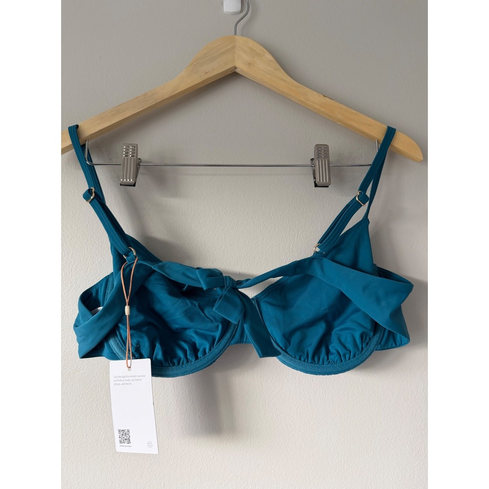 Quince Italian Demi Underwire Bikini Top Teal Blue XL NWT - Picture 2 of 8